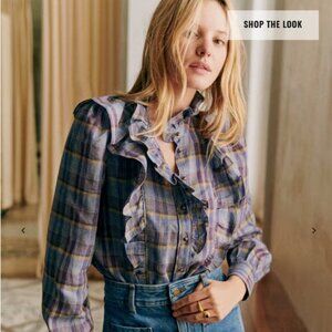 Sezane Jane shirt  Blush check print